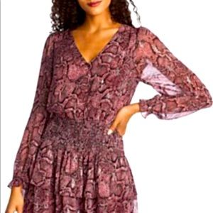1. State burgundy Snake print dress -L